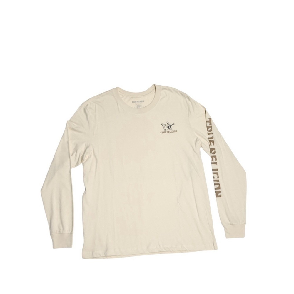 True Religion Men's Tan Graphic Long Sleeve T-Shirt Size L‎ 100% Cotton - Picture 2 of 11
